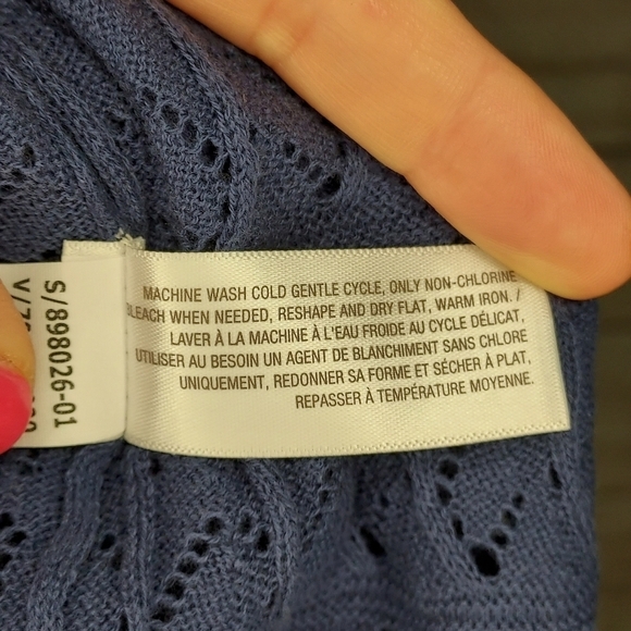 Old Navy crochet open cardigan 3/4 sleeve steel sky blue XS - Picture 6 of 7